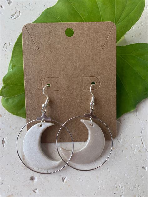 Crescent Moon Hoop Earrings Polymer Clay Earrings Etsy