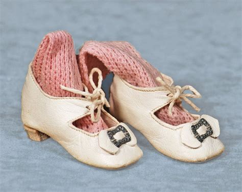 Pair Antique Doll Shoes And Socks 2 ½ L Pair Of Soft Lot 184 Doll