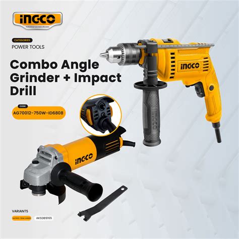 Ingco Electric Angle Grinder W And Impact Drill W Combo Pack