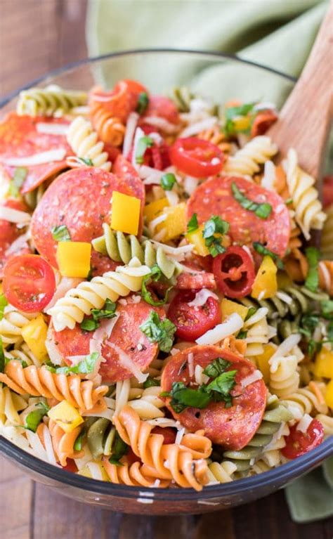 Pepperoni Pasta Salad Recipe Tri Color Rotini Pasta Salad