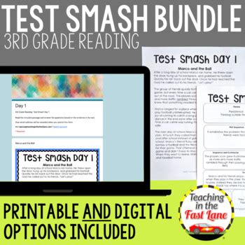 3rd Grade Reading Test Prep Bundle Digital Print TpT