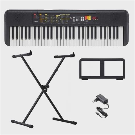 Kit Teclado Yamaha PSR F52 Preto 61 Teclas Suporte X Submarino