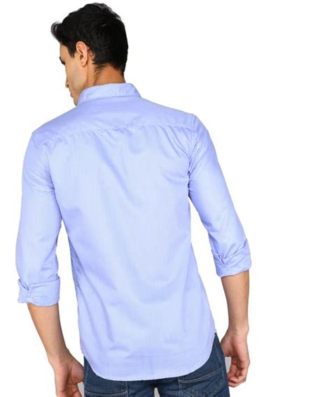 Levex Men Regular Fit Solid Spread Collar Casual Shirt Sky Blue Xxl