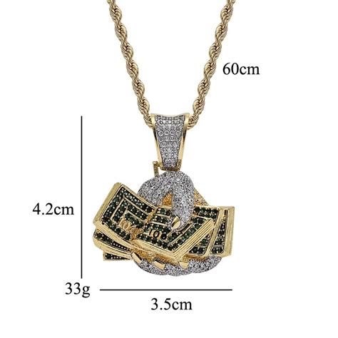 Hip Hop Micro Paved Green AAA Cubic Zirconia Bling Ice Out Rich Holding