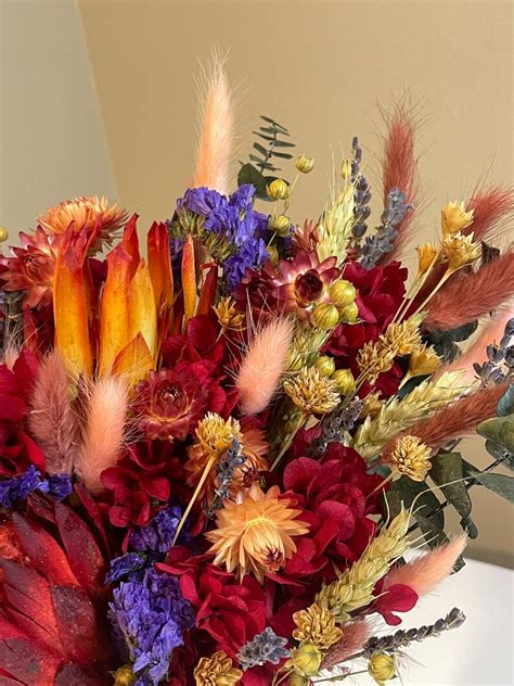 All Natural Dried Flowers Bouquet With Protea Dried Flower Arrangement