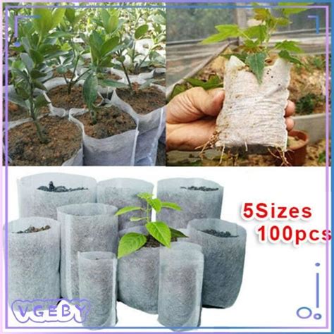 100pcs Sacs de Semis Biodegradables Sac de Pépinière Sac de Plantation