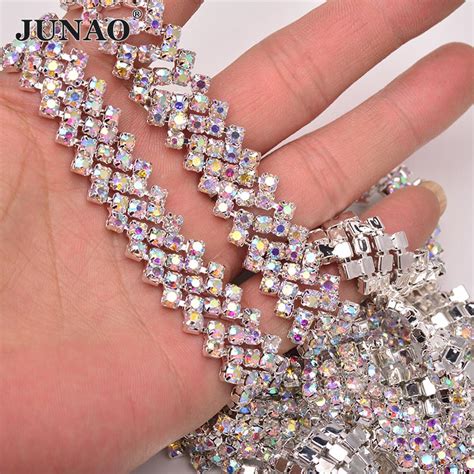 Junao SS16 Clear Ab Glas Strass Ketting Tape Cryst Grandado