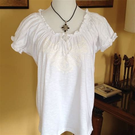 Zeroiiso Tops White Cotton Peasant Blouse Poshmark