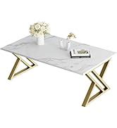 Amazon Wolawu Oval Faux Marble Coffee Table Modern Gold Elliptic