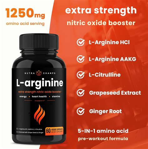 Premium L Arginine Nitric Oxide Supplement Extra Strength For Energy