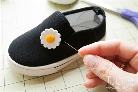 Diy Embellished Shoes With Daisy And Butterfly Buttons The Crafting Nook