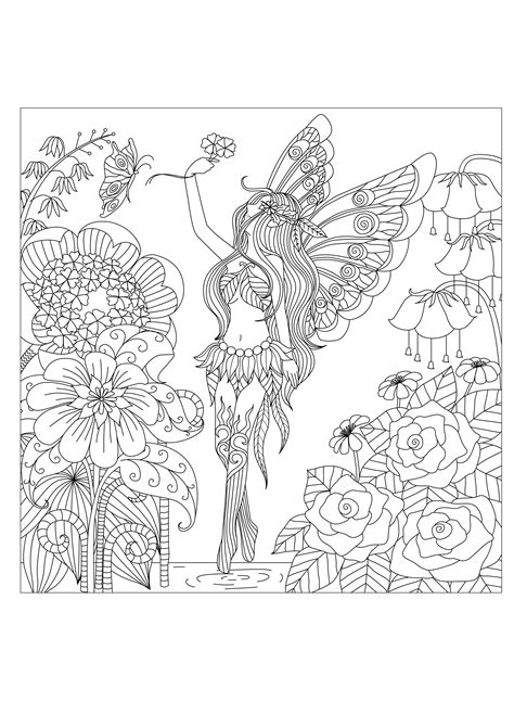 Flowers Queen By Bimdeedee Flowers Adult Coloring Pages