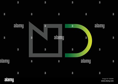 Green Black Grey Alphabet Letter Logo Combination Nd N D Design