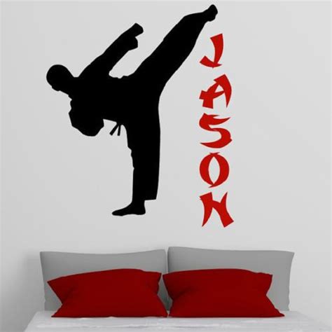 Personalized Name Taekwondo Vinyl Decal Wall Sticker Art Mural Boy Room