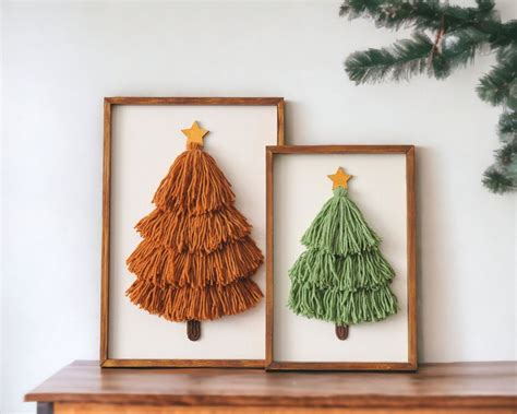 Framed Tassel Christmas Tree Framed Yarn Tree Tassel Tree Sign