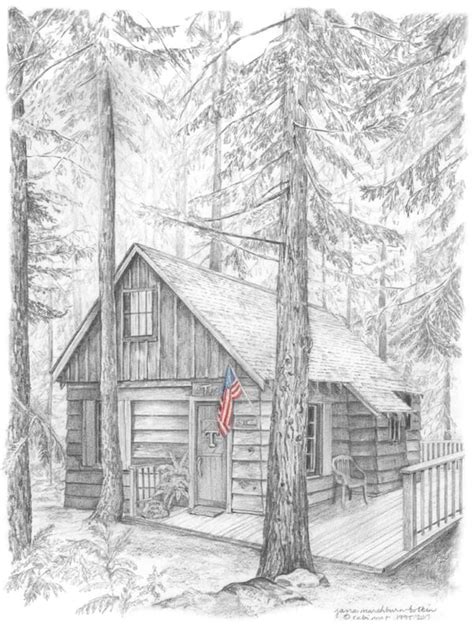 Cabin Drawing Cabin Art