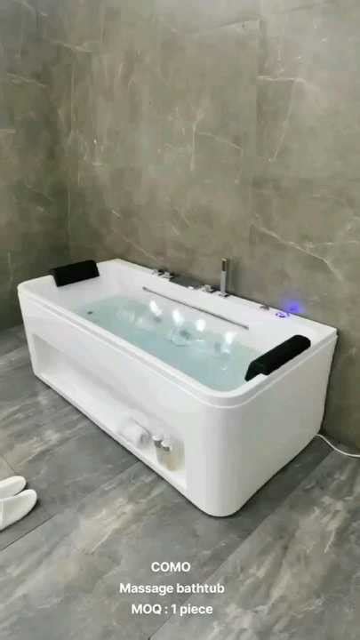 Whirlpool Massage Bath Spa Acrylic Big Bathtub Hotel Led Jet Massage 2 Person Sided Skirt Bath