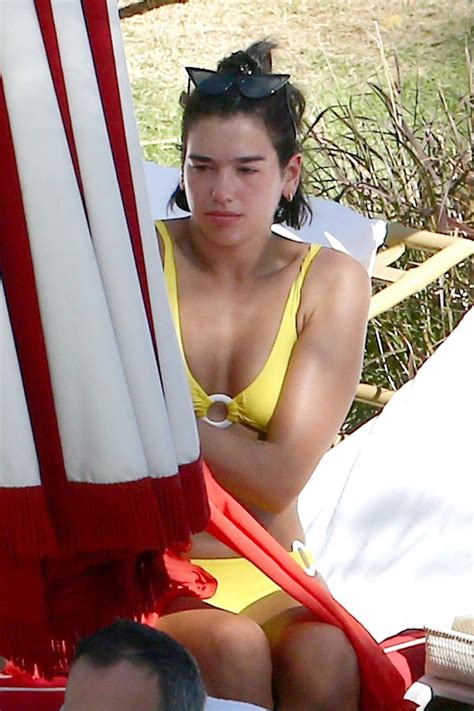 Dua Lipa In A Yellow Bikini At A Beach In Miami Hawtcelebs