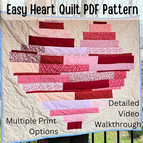 How To Sew A Heart Quilt Pdf Pattern Pdf Make A Heart Quilt Guide Heart Quilt Sewing Guide Easy