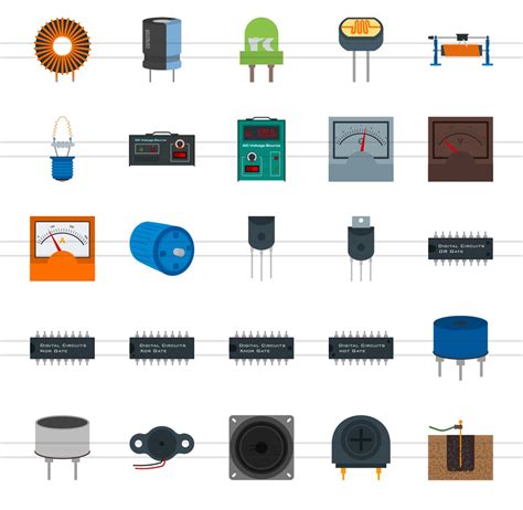 Electric Circuits Flat Multicolor Icons