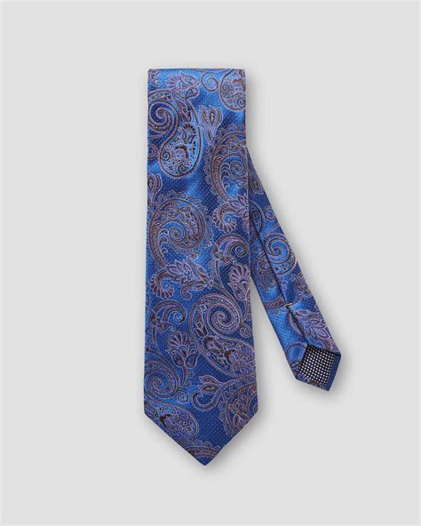 Purple Paisley Print Silk Tie Eton