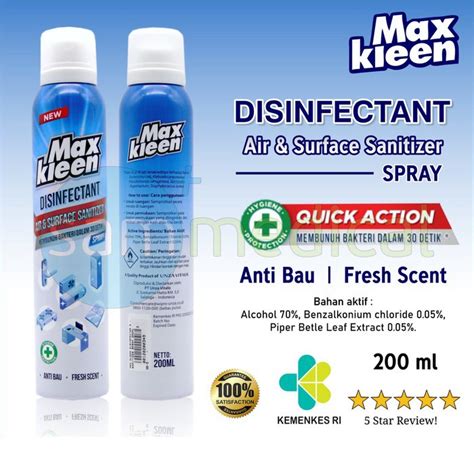 Jual Max Kleen Disinfectant 200ml Air Surface Sanitizer Maxkleen