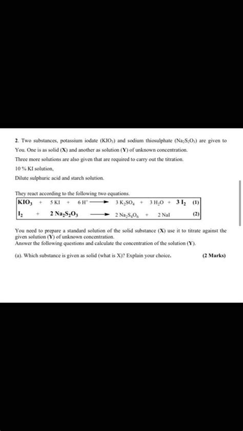 Solved Two Substances Potassium Iodate Kio And Sodium Chegg