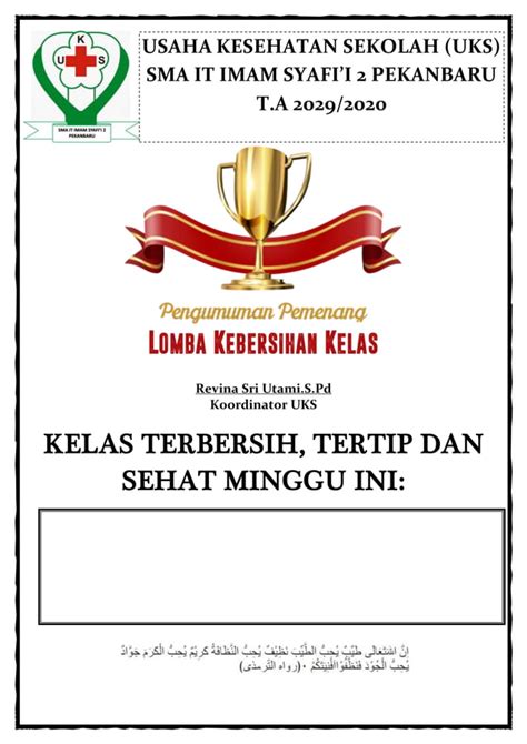 Format Piagam Penghargaan Lomba Kebersihan Kelas