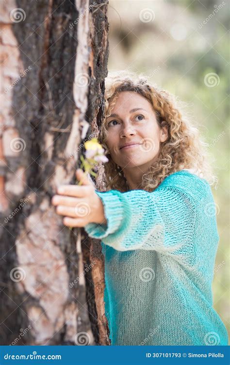 People And Save Nature Concept With Woman Hugging A Tree With Love And Care Save The Planet