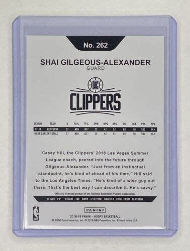 Panini Nba Hoops Shai Gilgeous Alexander Rc For Sale