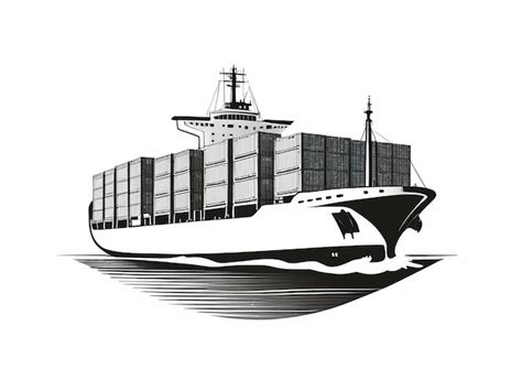 Premium Photo Container Ship Logo Monochrome Design Style Isolated On