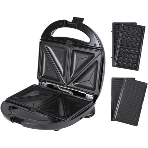 Sandwichmaker En Gaufrier Contact Grille Pain Anti Adh Sif Noir