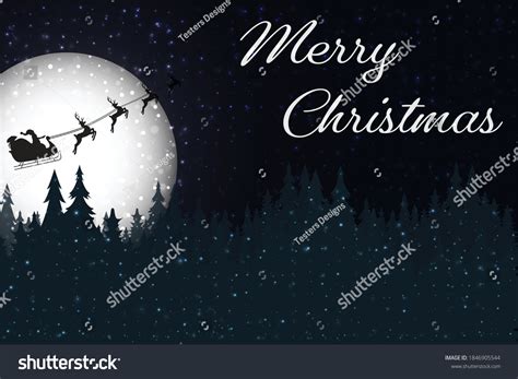 Santa Flying Through Night Sky Under Stock Vector Royalty Free