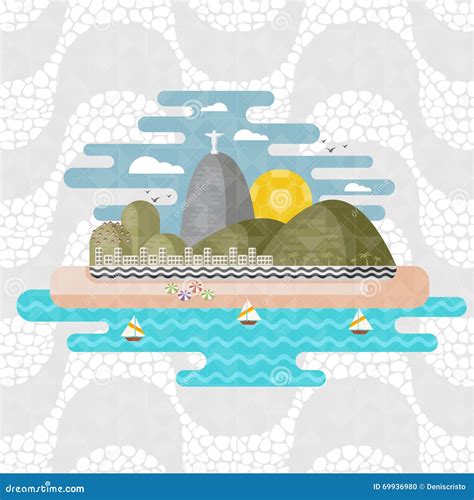 Rio de Janeiro, Brazil. stock vector. Illustration of monument - 69936980