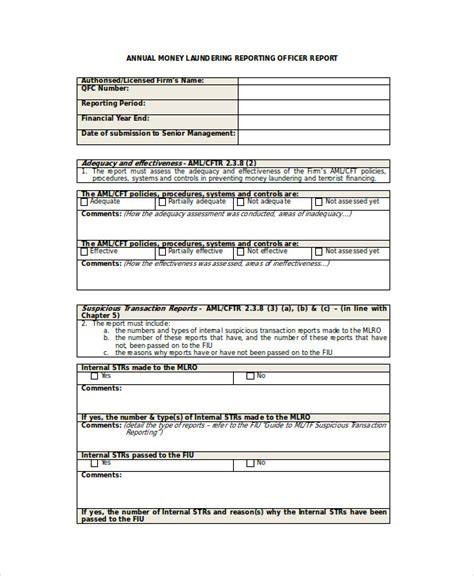 Aml Annual Report Template Lifyapp