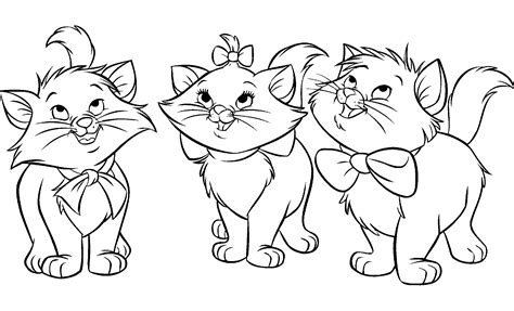 Three little cats - The Aristocats Coloring Pages for Kids