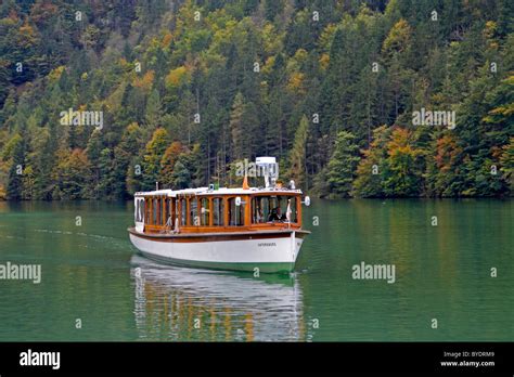 Excursion Boat On Lake Koenigssee In Fall Berchtesgaden Bavaria