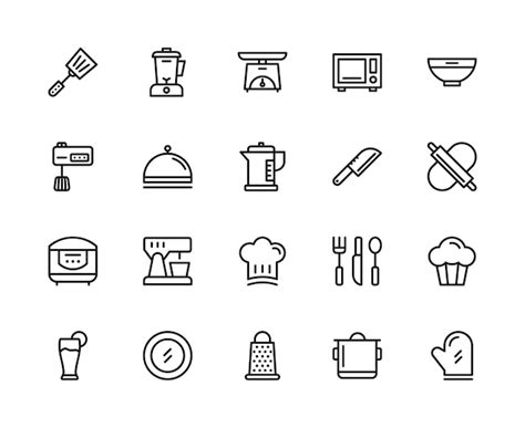 Conjunto De Iconos De Cocina Vector Premium