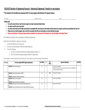 Fillable Online Mechanical Engineering Transition To New Program Fax