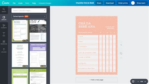 Criar Lista De Chá De Bebê Online E Gratuitamente Canva