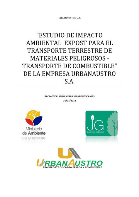 PDF ESTUDIO DE IMPACTO AMBIENTAL EXPOST PARA ESTUDIO DE IMPACTO