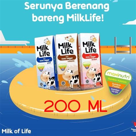 Jual Milk Life Uht 200ml Plain Chocolate Strawberry Lactose Free Plain