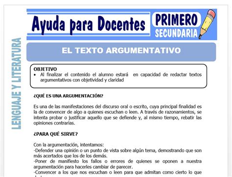 El Texto Argumentativo Para Primero De Secundaria Ayuda Para Docentes