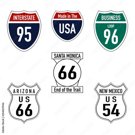 Road Signs In Usa Group Of Isolated Us Road Signs State Names And