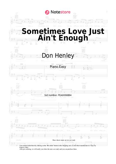 Sometimes Love Just Ain't Enough piano sheet music easy Patty Smyth, Don Henley in Note-Store ...