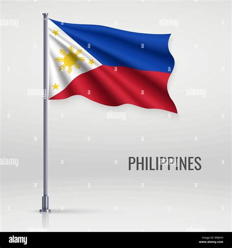 Waving Flag Of Philippines On Flagpole Template For Independence Day