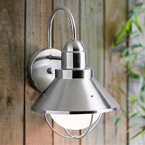 Seaside 1425 Inch Outdoor Wall Light In Brushed Nickel By Kichler