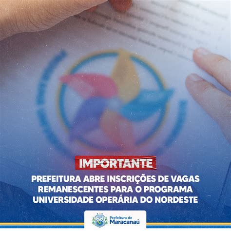 Prefeitura abre inscrições de vagas remanescentes para o Programa