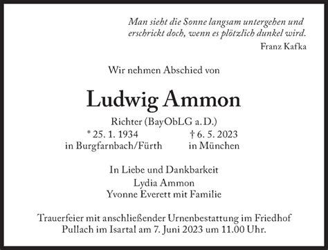 Traueranzeigen Von Ludwig Ammon Sz Gedenken De