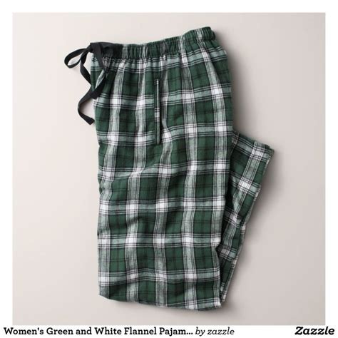 Womens Green And White Flannel Pajama Bottoms Green